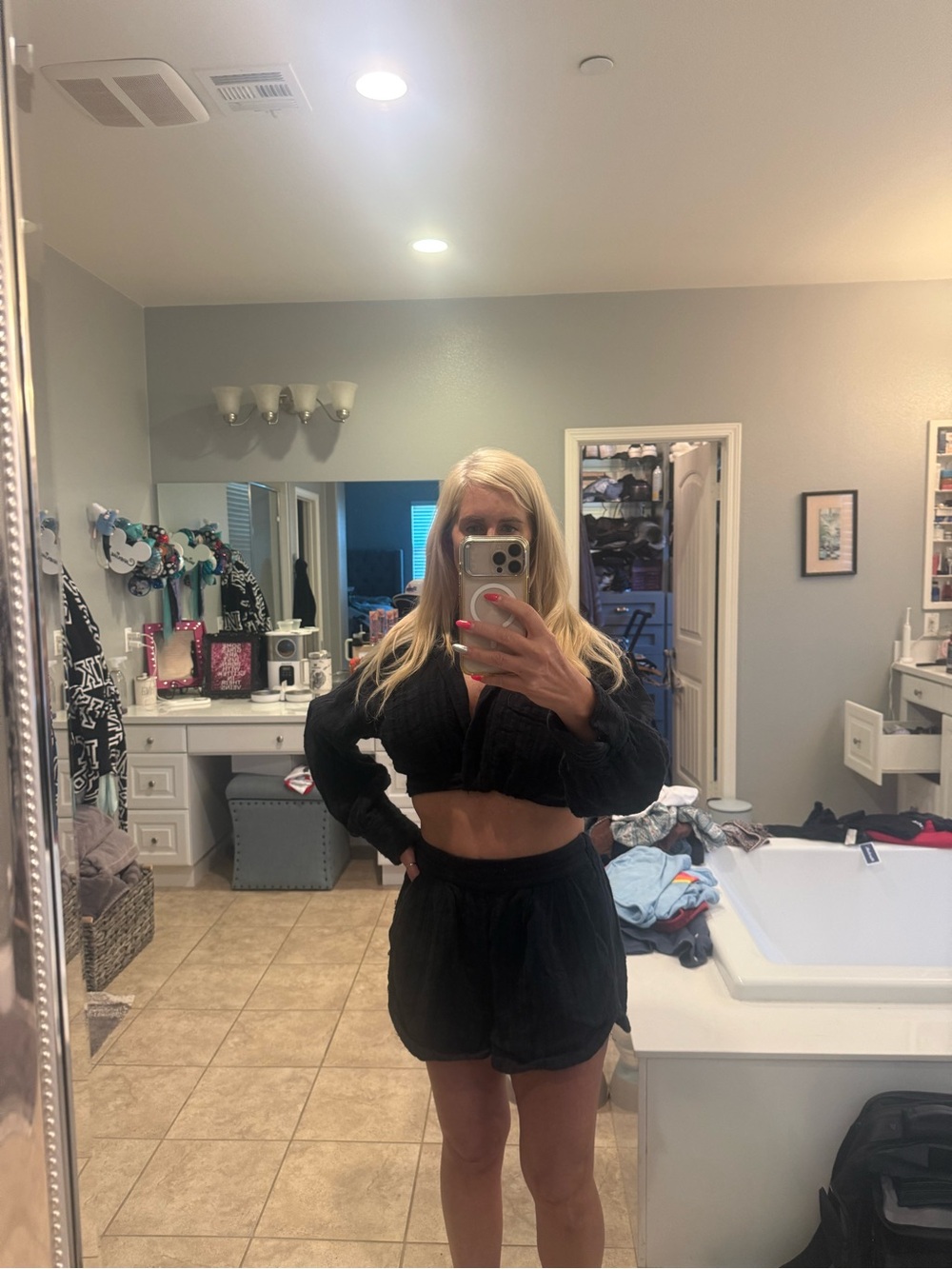 Free People black Two-Piece Crop Top and Shorts Set